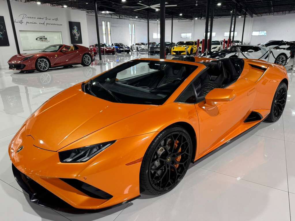 2022 Lamborghini Huracan EVO Spyder RWD Arancio Borealis paint/calipers