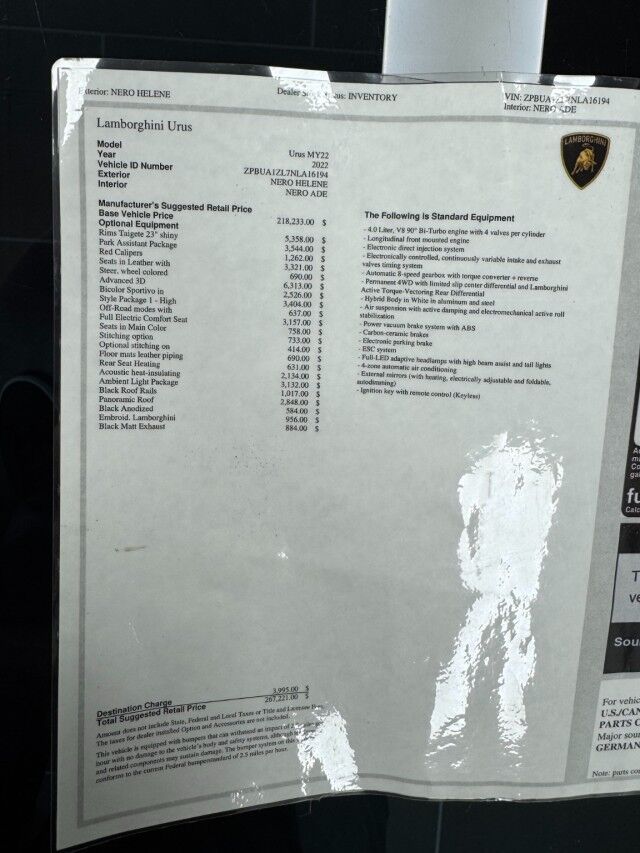 2022 Lamborghini Urus *$45,000 IN OPTIONS* *BLACK ON RED/BLACK* *1-OWNER* San Diego CA