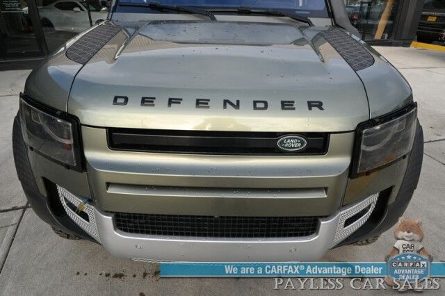 2022 Land Rover Defender 110 STANDARD / AWD / Cold Climate Pkg / Heated Cloth Seats / Heated Steering Wheel / Lane Watch & Blind Spot Alert / Navigation / Apple CarPlay & Android Auto / 360 Camera / Roof Rack / Block Heater / Tow Pkg Anchorage AK