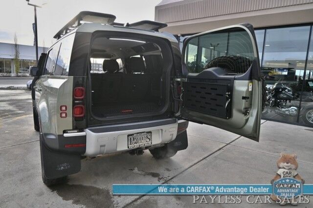 2022 Land Rover Defender 110 STANDARD / AWD / Cold Climate Pkg / Heated Cloth Seats / Heated Steering Wheel / Lane Watch & Blind Spot Alert / Navigation / Apple CarPlay & Android Auto / 360 Camera / Roof Rack / Block Heater / Tow Pkg Anchorage AK