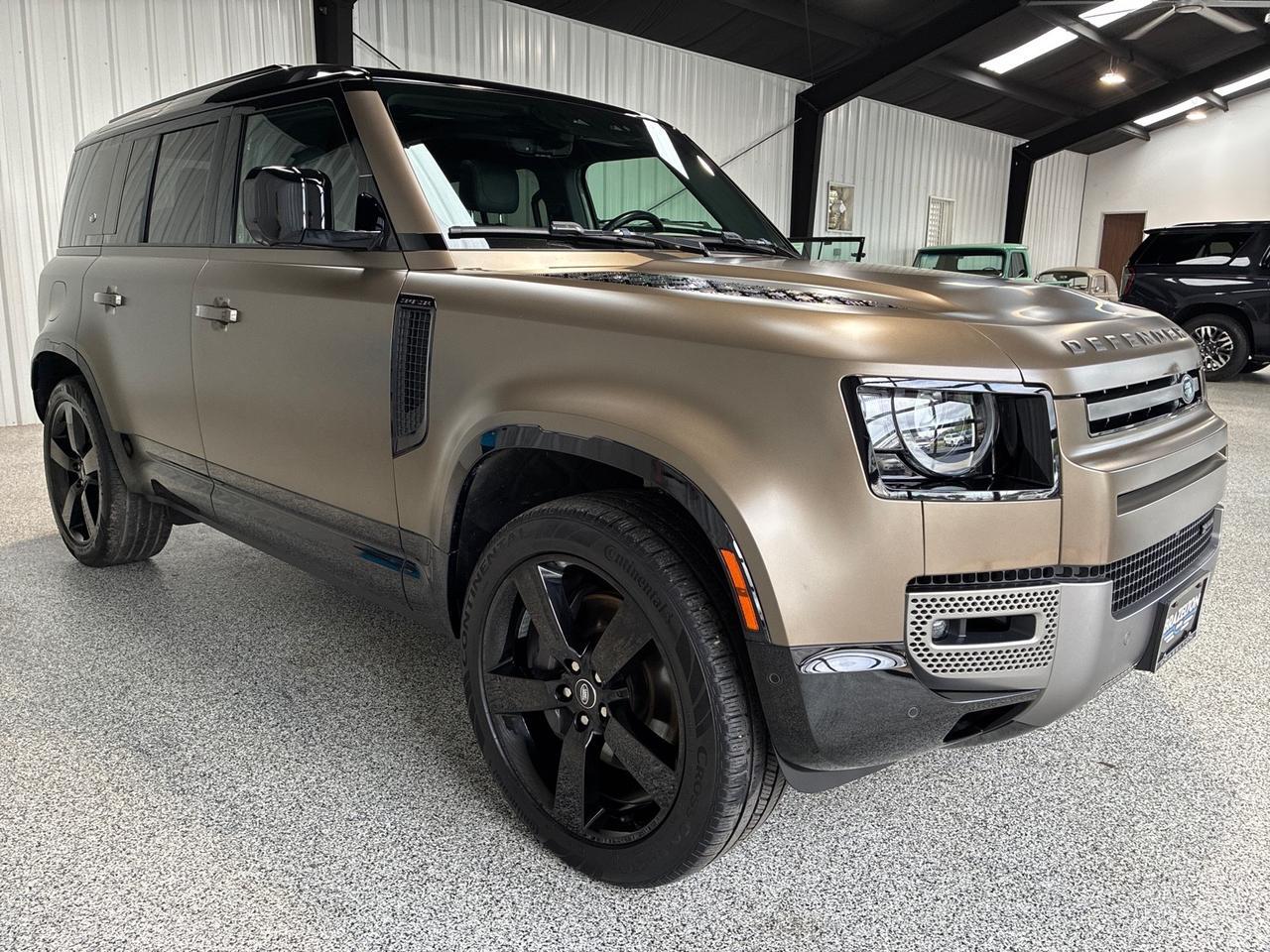 2022 Land Rover Defender X-Dynamic HSE, Satin Wrap, 22in Wheel, Black Contrast Roof, 11.4in Screen Houston TX