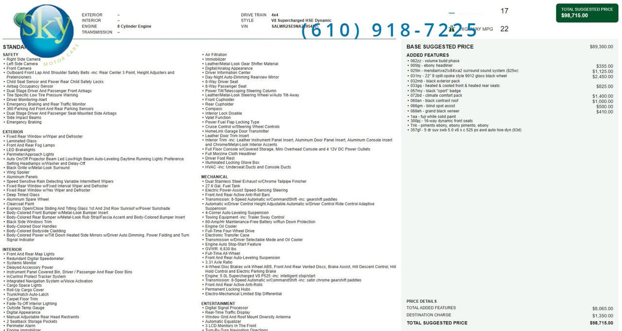 2022 Land Rover Range Rover Sport HSE Dynamic V8 Supercharged West Chester PA