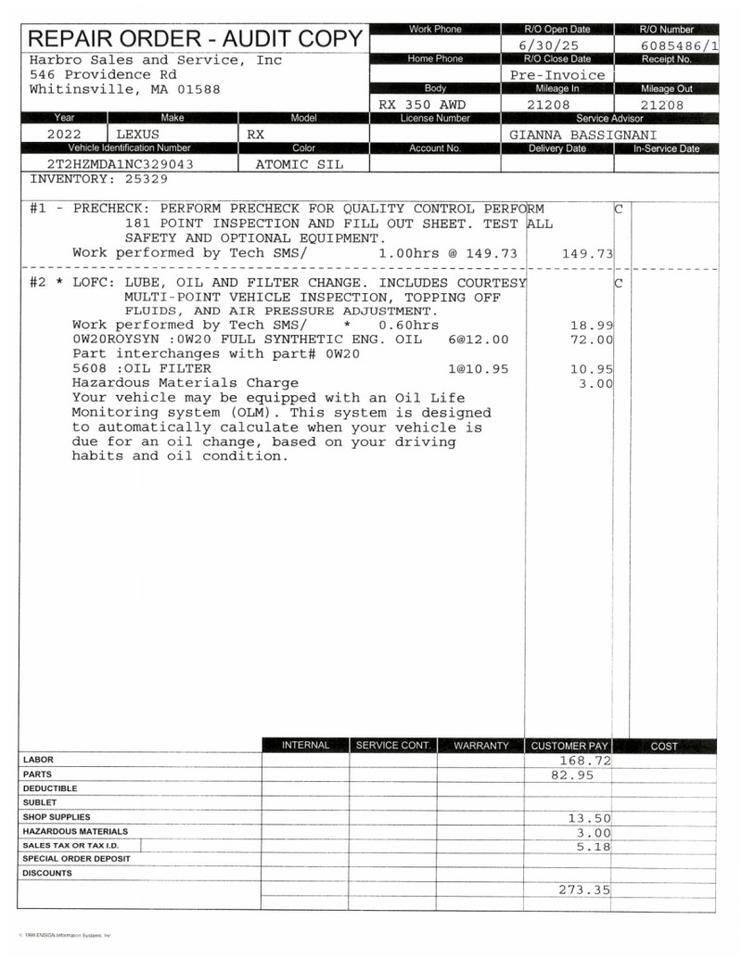 2022 Lexus RX 350 - 1 OWNER - LOW MILES - GARAGED Whitinsville MA