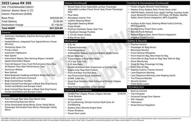 2022 Lexus RX 350 Raleigh NC