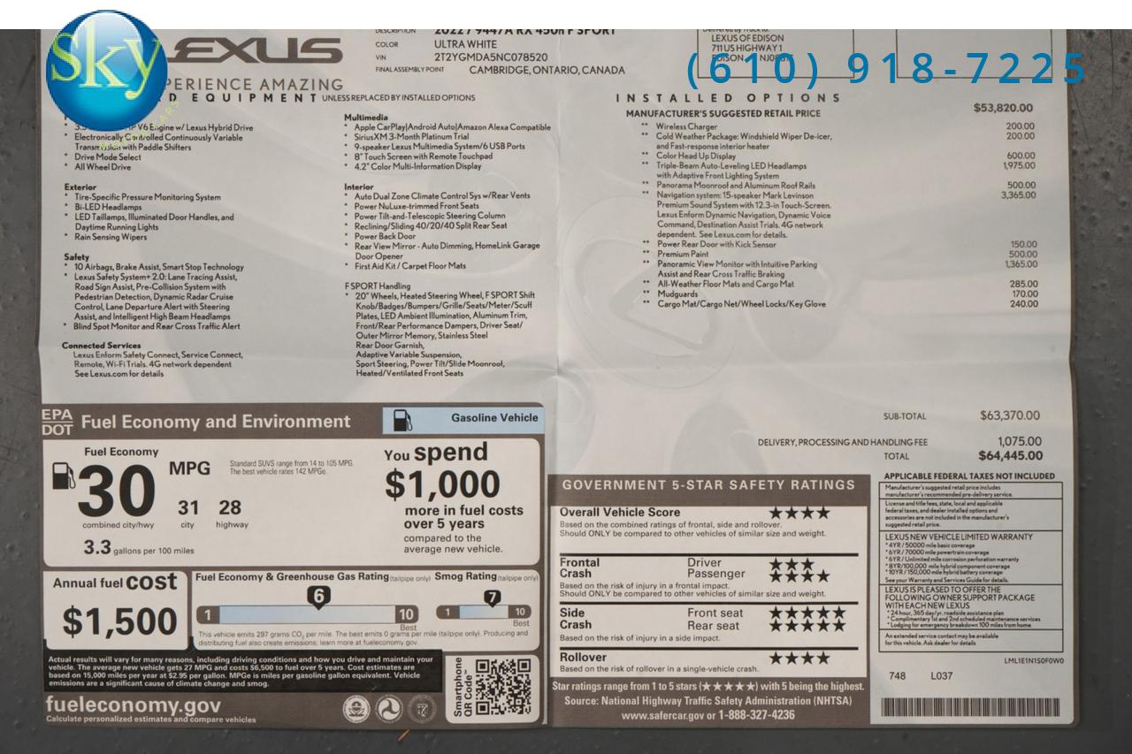2022 Lexus RX 450h AWD F SPORT Handling West Chester PA