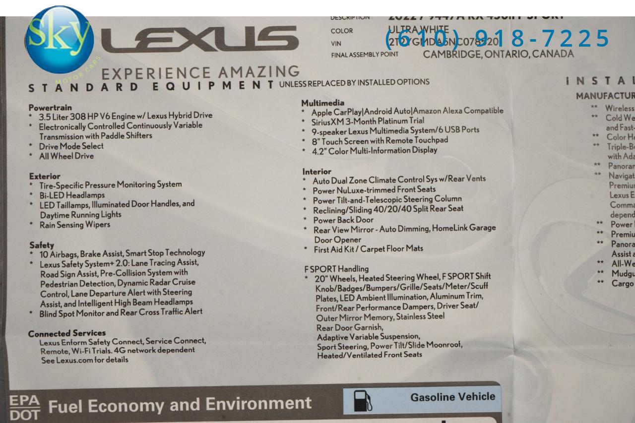 2022 Lexus RX 450h AWD F SPORT Handling West Chester PA