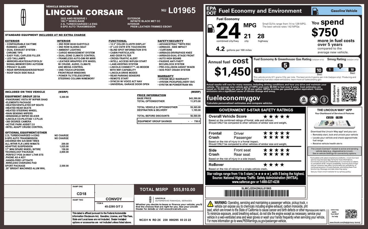 2022 Lincoln Corsair Reserve Knoxville TN