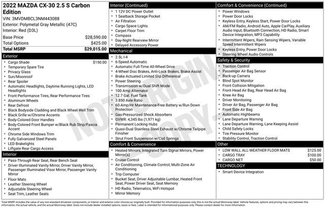 2022 MAZDA CX-30 2.5 S Carbon Edition Raleigh NC