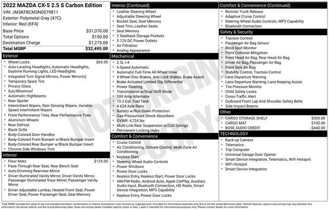 2022 MAZDA CX-5 2.5 S Carbon Edition Raleigh NC