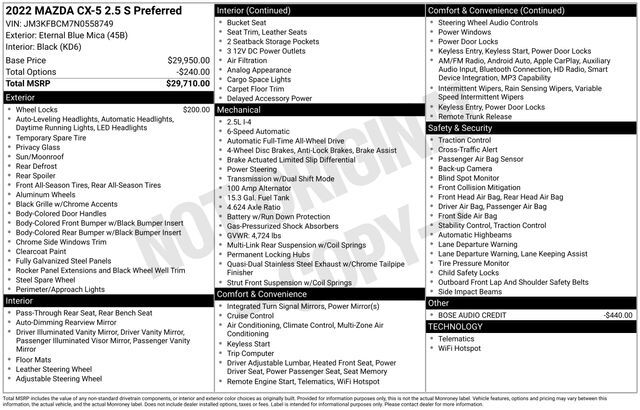 2022 MAZDA CX-5 2.5 S Preferred Package Raleigh NC