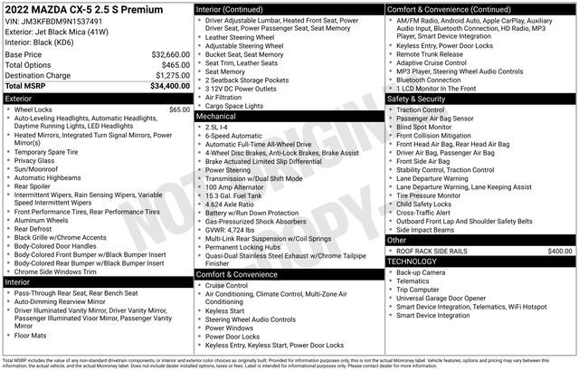 2022 MAZDA CX-5 2.5 S Premium Package Raleigh NC