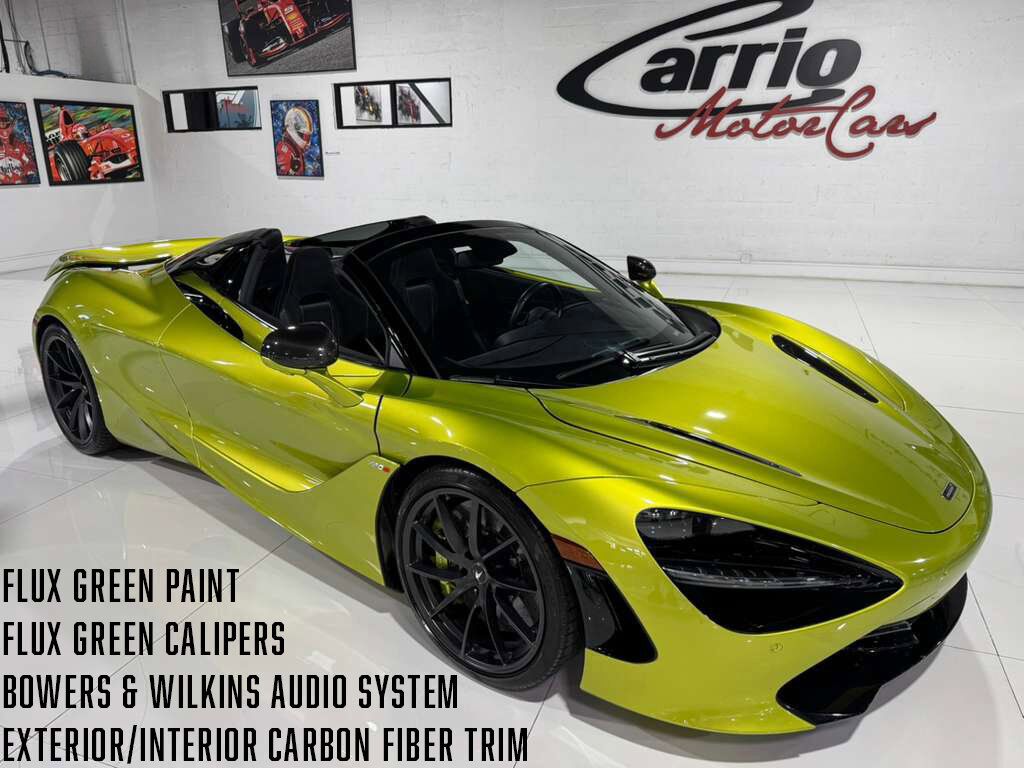 2022 McLaren 720S Spider Flux Green paint/calipers, Bowers & Wilkins audio system, carbon galore AND MUCH MORE!!