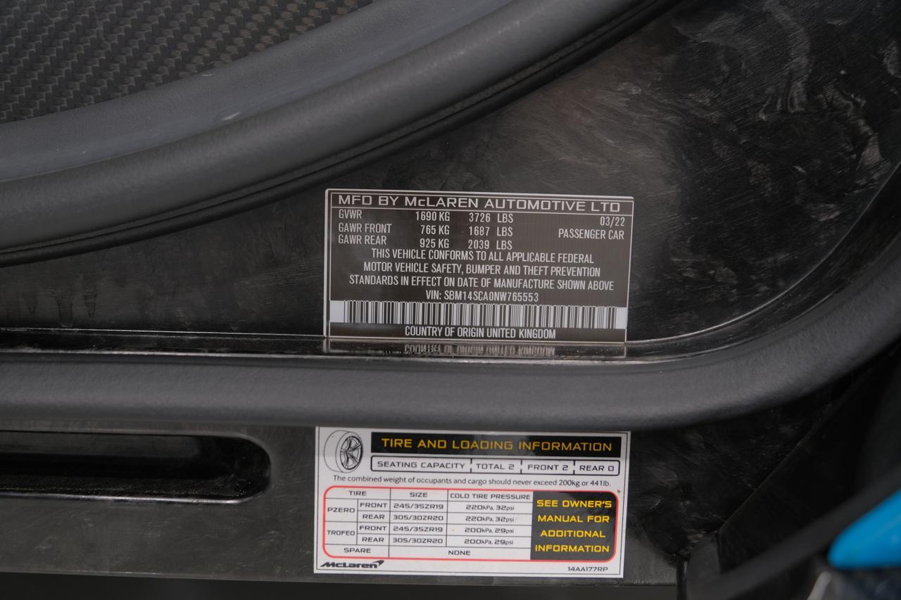 2022 McLaren 765LT Spider MSO Fistral Blue Miami FL