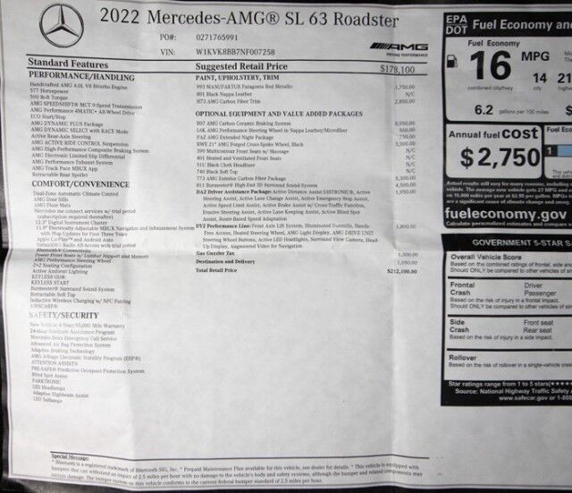 2022 Mercedes-Benz SL 63 AMG ROADSTER ($212,100 MSRP) *ONLY 6800 MILES* *CERAMIC BRAKES* *HUGE OPTIONS* San Diego CA