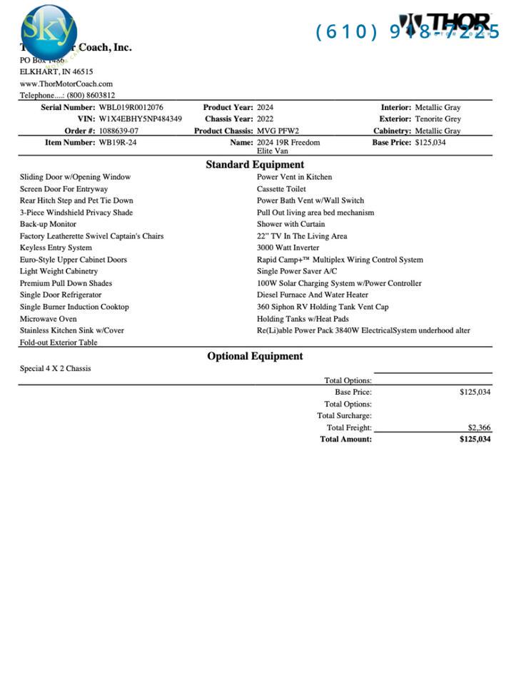 2022 Mercedes-Benz Sprinter 2024 Thor Motor Coach 19R Freedom Elite West Chester PA