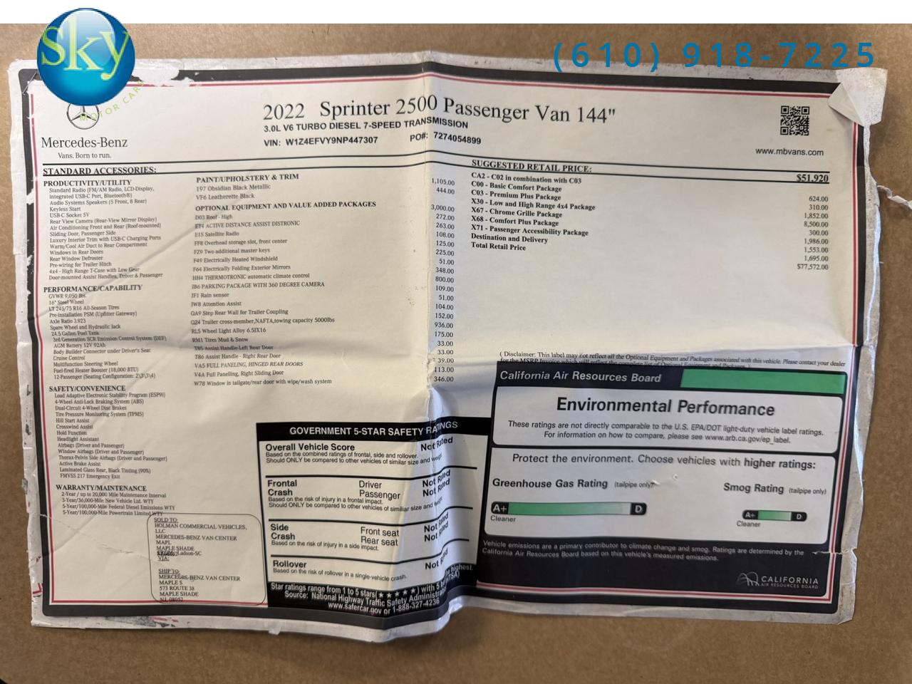 2022 Mercedes-Benz Sprinter Passenger Van 4WD EXPLORER VANS CONVERSION LIMITED SE West Chester PA