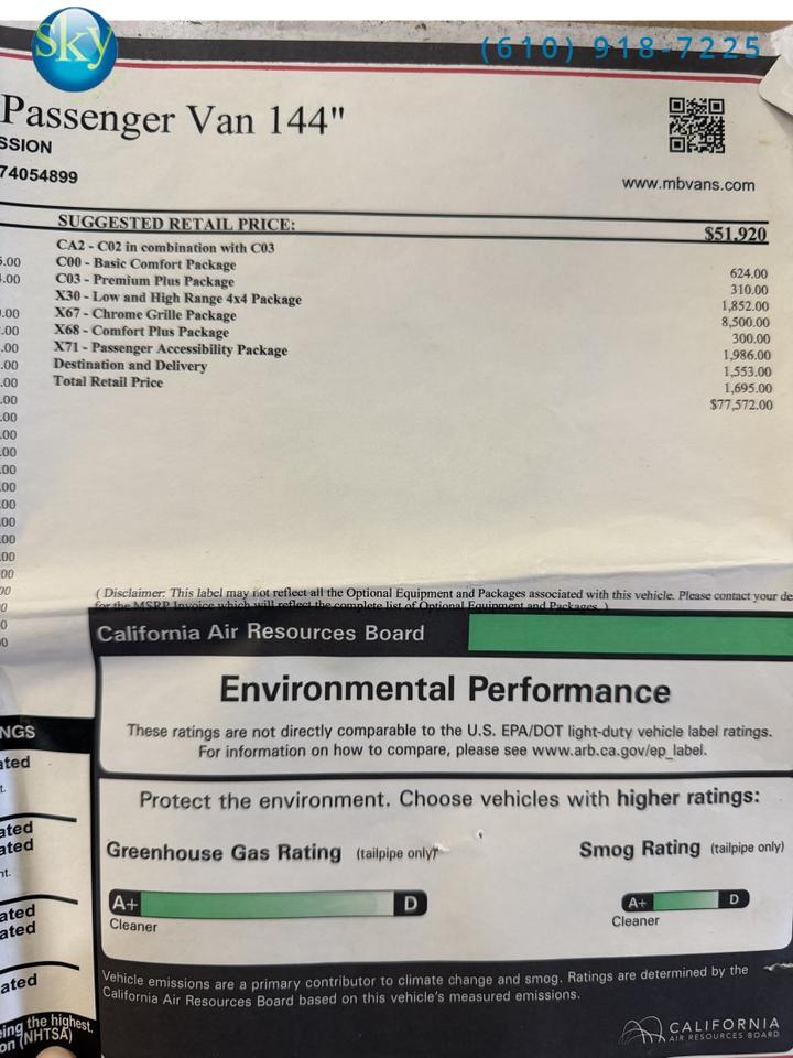 2022 Mercedes-Benz Sprinter Passenger Van 4WD EXPLORER VANS CONVERSION LIMITED SE West Chester PA