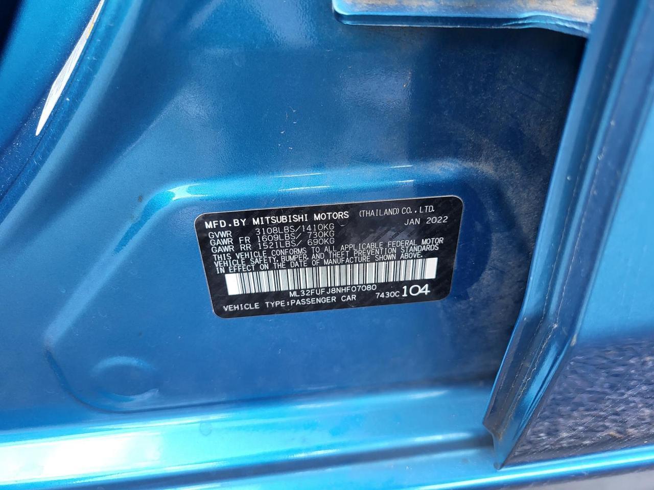 2022 Mitsubishi Mirage G4 ES CVT Beeville TX