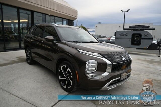 2022 Mitsubishi Outlander SEL / AWD / Touring Pkg / Power & Heated Leather Seats / Heated Steering / Pano Sunroof / Bose / NAV / Lane Depart & Blind Spot / Adaptive Cruise / 360 Camera / Apple CarPlay & Android Auto / 3rd Row / Seats 7 / 1-Owner Anchorage AK