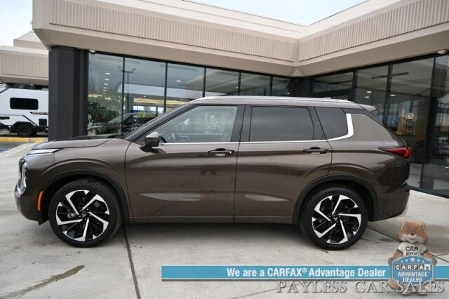 2022 Mitsubishi Outlander SEL / AWD / Touring Pkg / Power & Heated Leather Seats / Heated Steering / Pano Sunroof / Bose / NAV / Lane Depart & Blind Spot / Adaptive Cruise / 360 Camera / Apple CarPlay & Android Auto / 3rd Row / Seats 7 / 1-Owner Anchorage AK