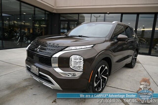 2022 Mitsubishi Outlander SEL / AWD / Touring Pkg / Power & Heated Leather Seats / Heated Steering / Pano Sunroof / Bose / NAV / Lane Depart & Blind Spot / Adaptive Cruise / 360 Camera / Apple CarPlay & Android Auto / 3rd Row / Seats 7 / 1-Owner Anchorage AK