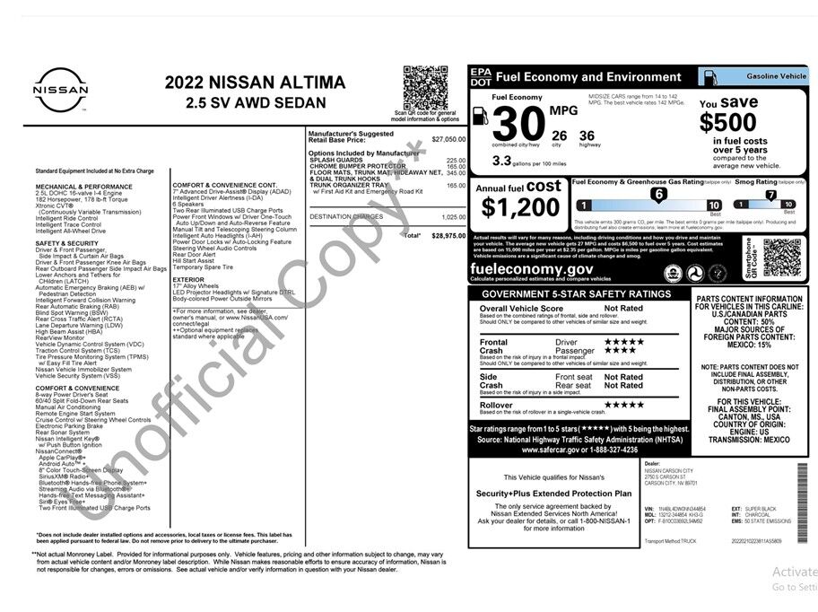 2022 Nissan Altima 2.5 SV Sedan 4D Folsom CA