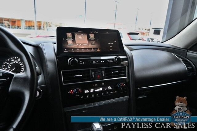 2022 Nissan Armada SV / AWD / 5.6L V8 / Power & Heated Leather Seats / Navigation / Adaptive Cruise / Lane Depart & Blind Spot Alert / Apple CarPlay & Android Auto / Back Up Cam / 3rd Row / Seats 8 / Keyless Entry & Start / 1-Owner Wasilla AK