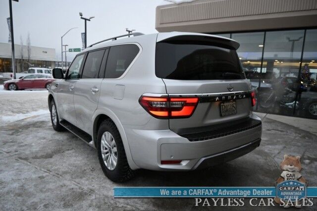 2022 Nissan Armada SV / AWD / 5.6L V8 / Power & Heated Leather Seats / Navigation / Adaptive Cruise / Lane Depart & Blind Spot Alert / Apple CarPlay & Android Auto / Back Up Cam / 3rd Row / Seats 8 / Keyless Entry & Start / 1-Owner Wasilla AK