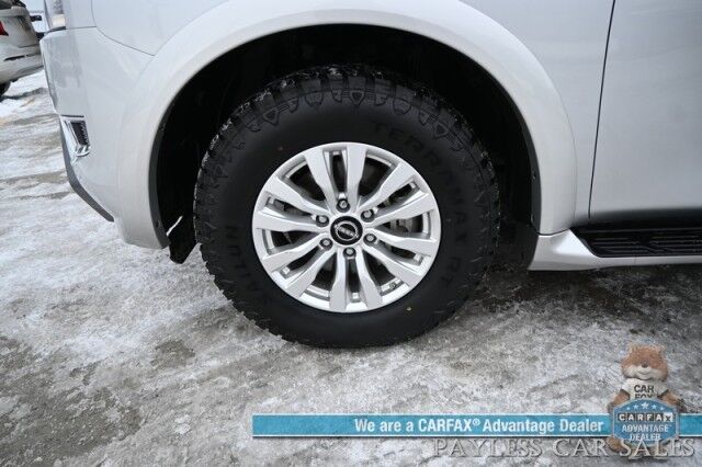 2022 Nissan Armada SV / AWD / 5.6L V8 / Power & Heated Leather Seats / Navigation / Adaptive Cruise / Lane Depart & Blind Spot Alert / Apple CarPlay & Android Auto / Back Up Cam / 3rd Row / Seats 8 / Keyless Entry & Start / 1-Owner Wasilla AK