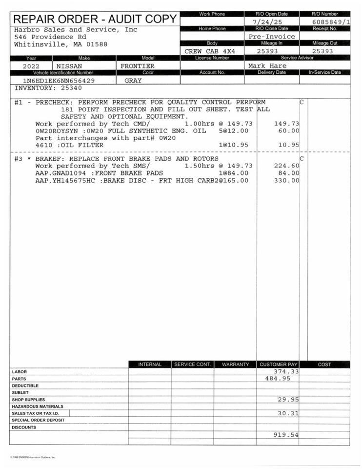 2022 Nissan Frontier SV - 1 OWNER - CONVENIENCE & TECHNOLOGY PACKAGES Webster MA