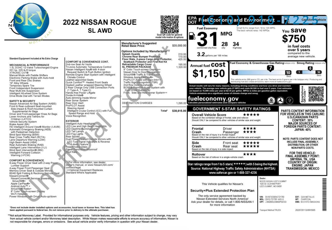 2022 Nissan Rogue AWD SL PREMIUM PKG West Chester PA