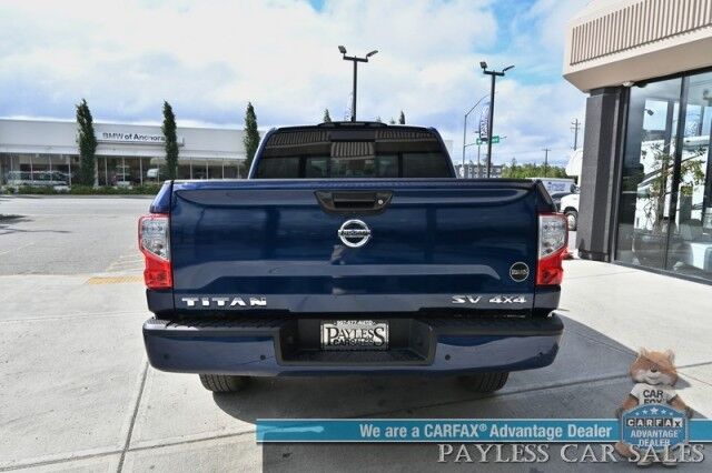 2022 Nissan Titan SV / 4X4 / 5.6L V8 / Crew Cab / Seats 6 / Adaptive Cruise Control / Lane Departure & Blind Spot Alert / Apple CarPlay & Android Auto / Back Up Camera / Rear Parking Sensors / Keyless Entry & Start / 1-Owner Anchorage AK