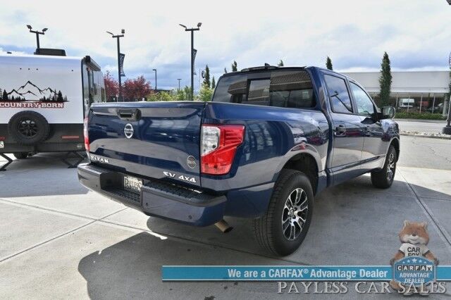 2022 Nissan Titan SV / 4X4 / 5.6L V8 / Crew Cab / Seats 6 / Adaptive Cruise Control / Lane Departure & Blind Spot Alert / Apple CarPlay & Android Auto / Back Up Camera / Rear Parking Sensors / Keyless Entry & Start / 1-Owner Anchorage AK