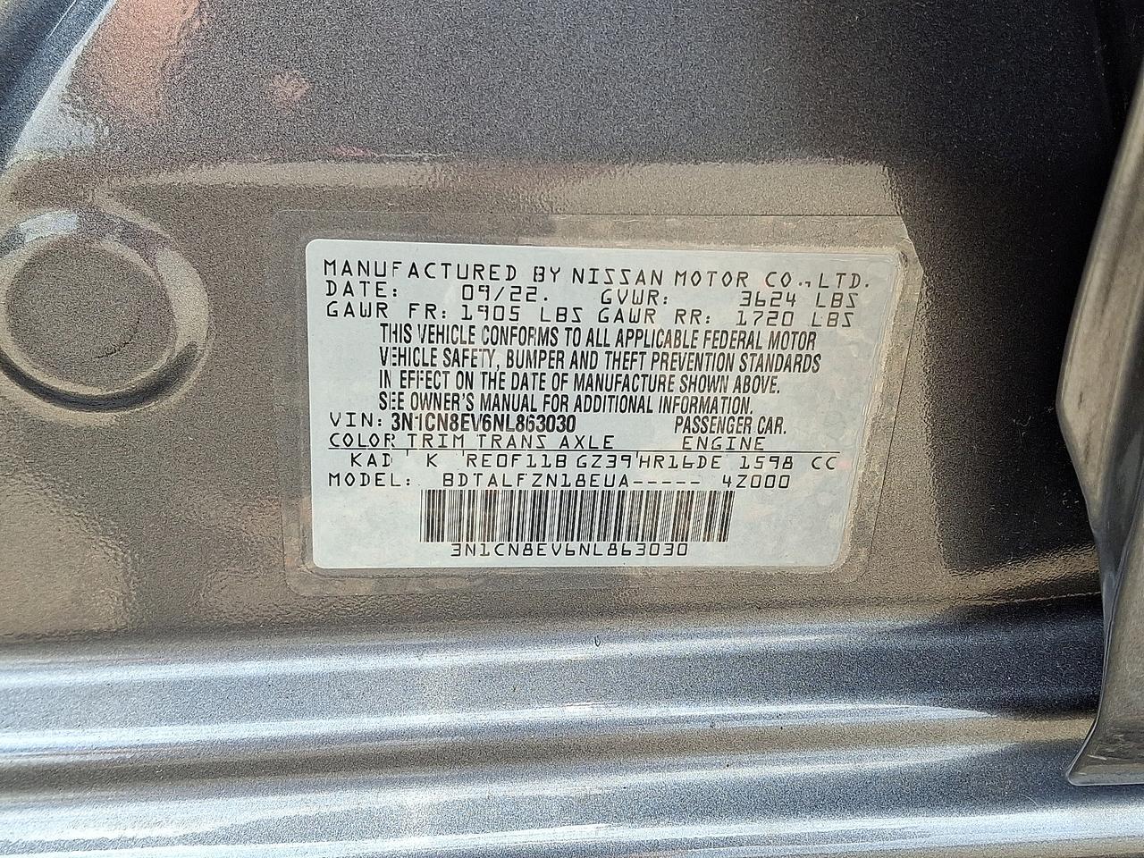 2022 Nissan Versa 1.6 SV Xtronic CVT Vineland NJ