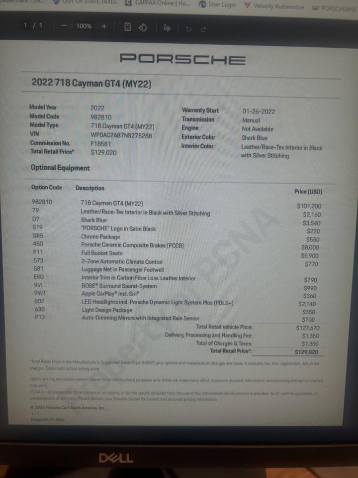 2022 Porsche 718 Cayman GT4