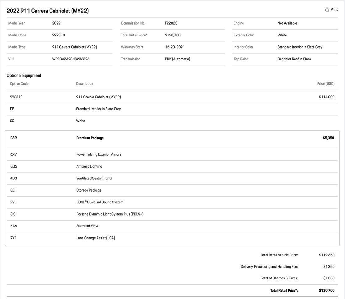 2022 Porsche 911 Carrera Cabriolet Pompano Beach FL