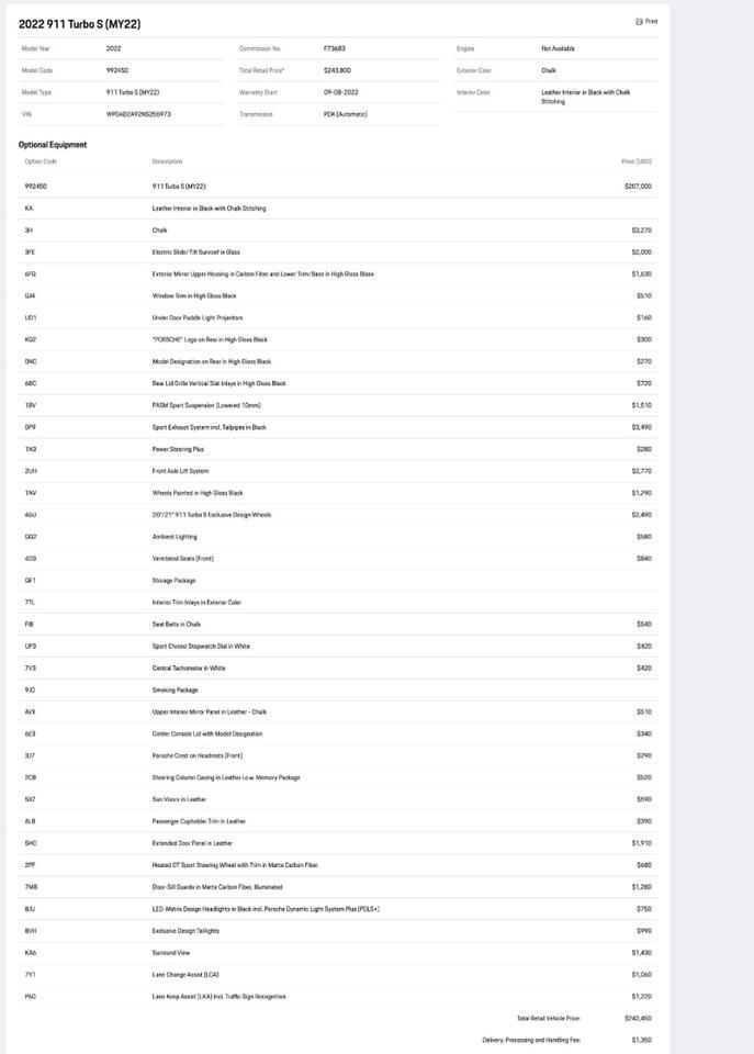 2022 Porsche 911 Turbo S Pompano Beach FL