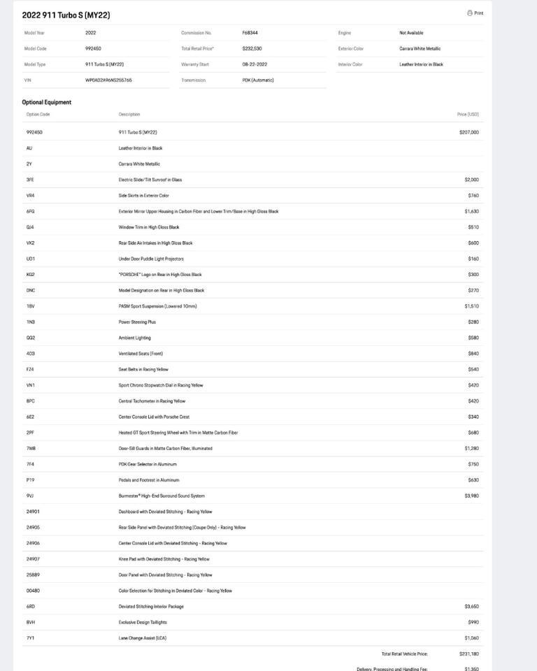 2022 Porsche 911 Turbo S Pompano Beach FL