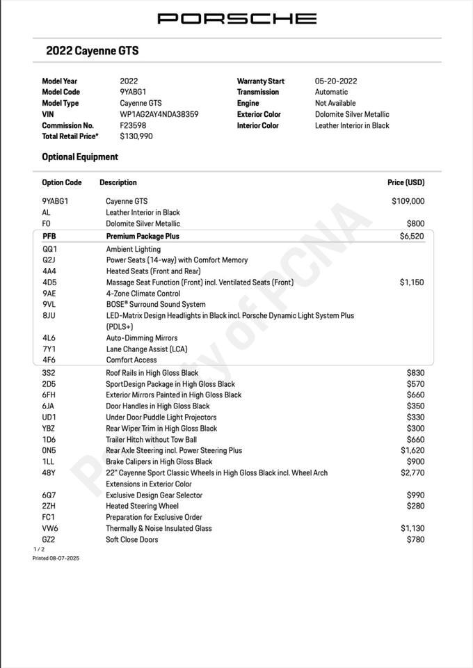 2022 Porsche Cayenne GTS