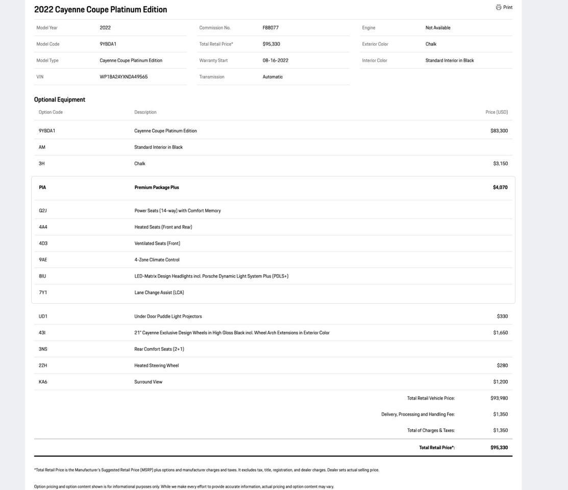 2022 Porsche Cayenne Platinum Edition Coupe Pompano Beach FL