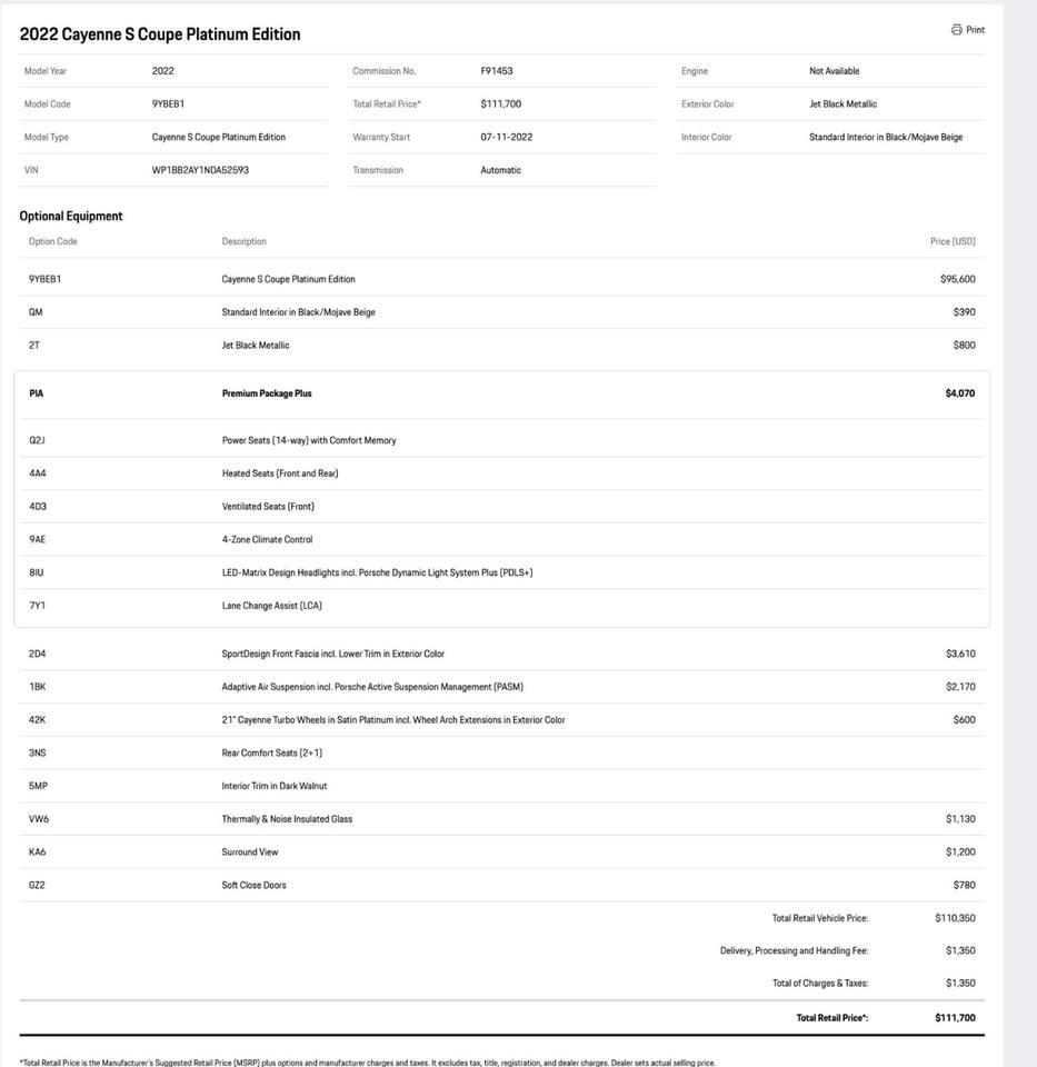 2022 Porsche Cayenne S Platinum Edition Coupe Pompano Beach FL