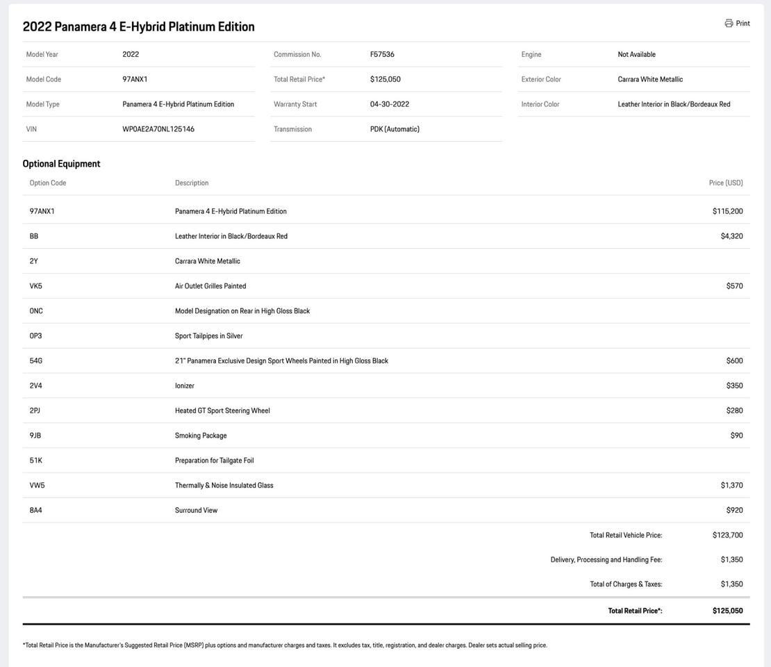 2022 Porsche Panamera 4 E-Hybrid Platinum Edition Pompano Beach FL