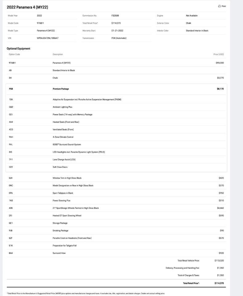 2022 Porsche Panamera 4 Pompano Beach FL