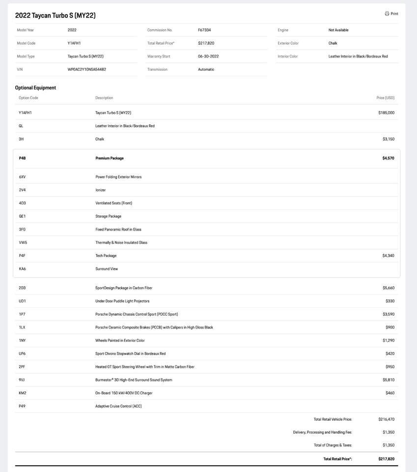 2022 Porsche Taycan Turbo S Pompano Beach FL