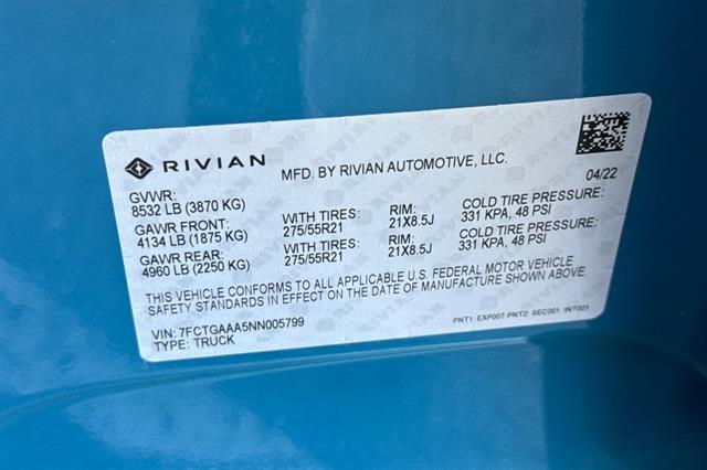 2022 RIVIAN R1T 4DR AWD ADVENTURE