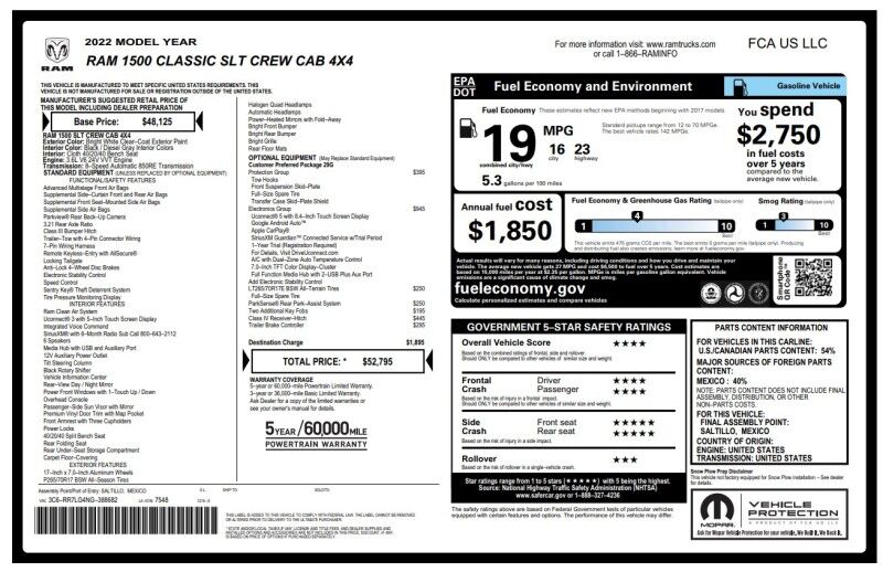 2022 Ram 1500 Classic SLT - 1 OWNER - GREAT SERVICE HISTORY Whitinsville MA