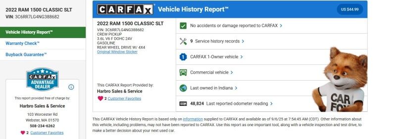 2022 Ram 1500 Classic SLT - 1 OWNER - GREAT SERVICE HISTORY Webster MA