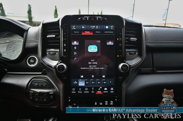 2022 Ram 1500 Rebel / GT Pkg / Night Edition / Rebel 12 Pkg / 4X4 / Crew Cab / Heated Seats & Steering / NAV / Sunroof / Auto Start / Harman Kardon / Adaptive Cruise / Blind Spot & Lane Alert / Tonneau Cover / Tow Pkg / 1-Owner Anchorage AK