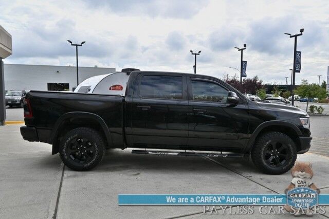 2022 Ram 1500 Rebel / GT Pkg / Night Edition / Rebel 12 Pkg / 4X4 / Crew Cab / Heated Seats & Steering / NAV / Sunroof / Auto Start / Harman Kardon / Adaptive Cruise / Blind Spot & Lane Alert / Tonneau Cover / Tow Pkg / 1-Owner Anchorage AK