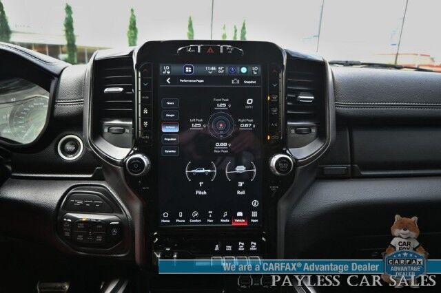 2022 Ram 1500 Rebel / GT Pkg / Night Edition / Rebel 12 Pkg / 4X4 / Crew Cab / Heated Seats & Steering / NAV / Sunroof / Auto Start / Harman Kardon / Adaptive Cruise / Blind Spot & Lane Alert / Tonneau Cover / Tow Pkg / 1-Owner Anchorage AK